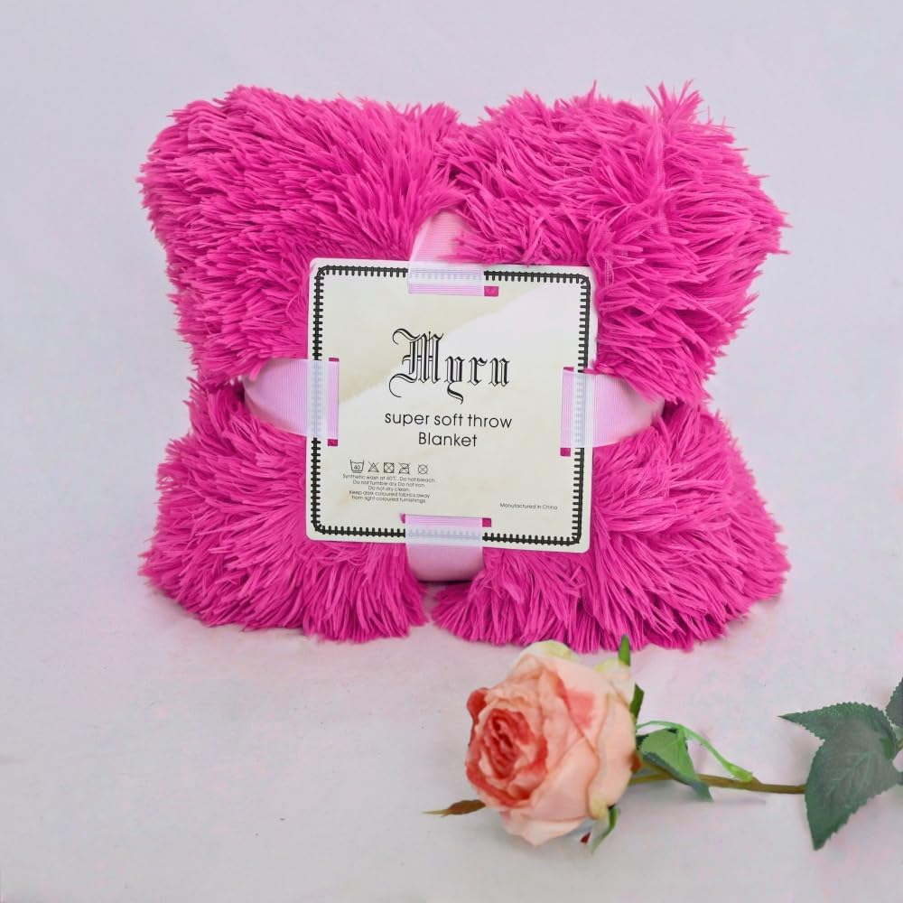 Plush Super Soft Blanket Bedding Sofa Cover Furry Fuzzy Fur Warm Throw Qulit Cozy Couch Blanket for Winter (51"x63", Rose Pink) - Image 8