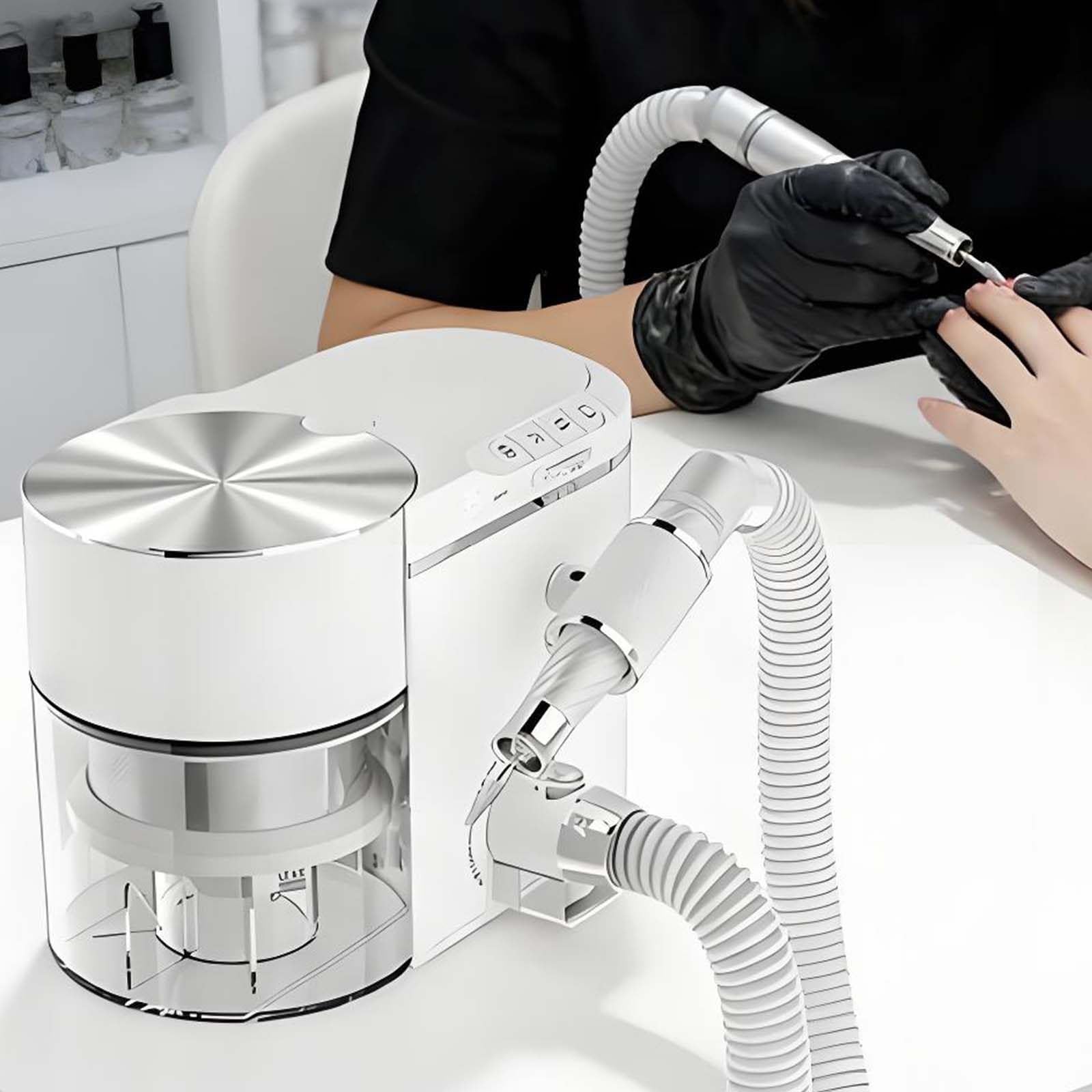Lucidatrice Unghie Alta Velocità Con Aspirapolvere,Filtro Efficace | Kit Completo Manicure Pedicure Con Trapano Brushless E Aspiratore,Base Stabile E Filtri Ricambio Inclusi,Adatto Principianti