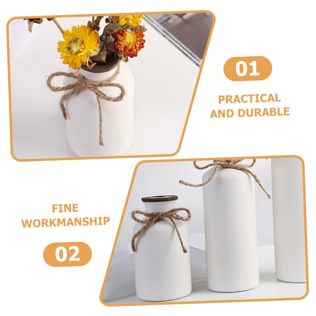 MAGICLULU Set 3 Vasi in Ceramica per Fiori da Interno, Design Semplice ed Elegante, Creano Un'atmosfera Confortevole, per Decorare la Casa o Feste Natalizie