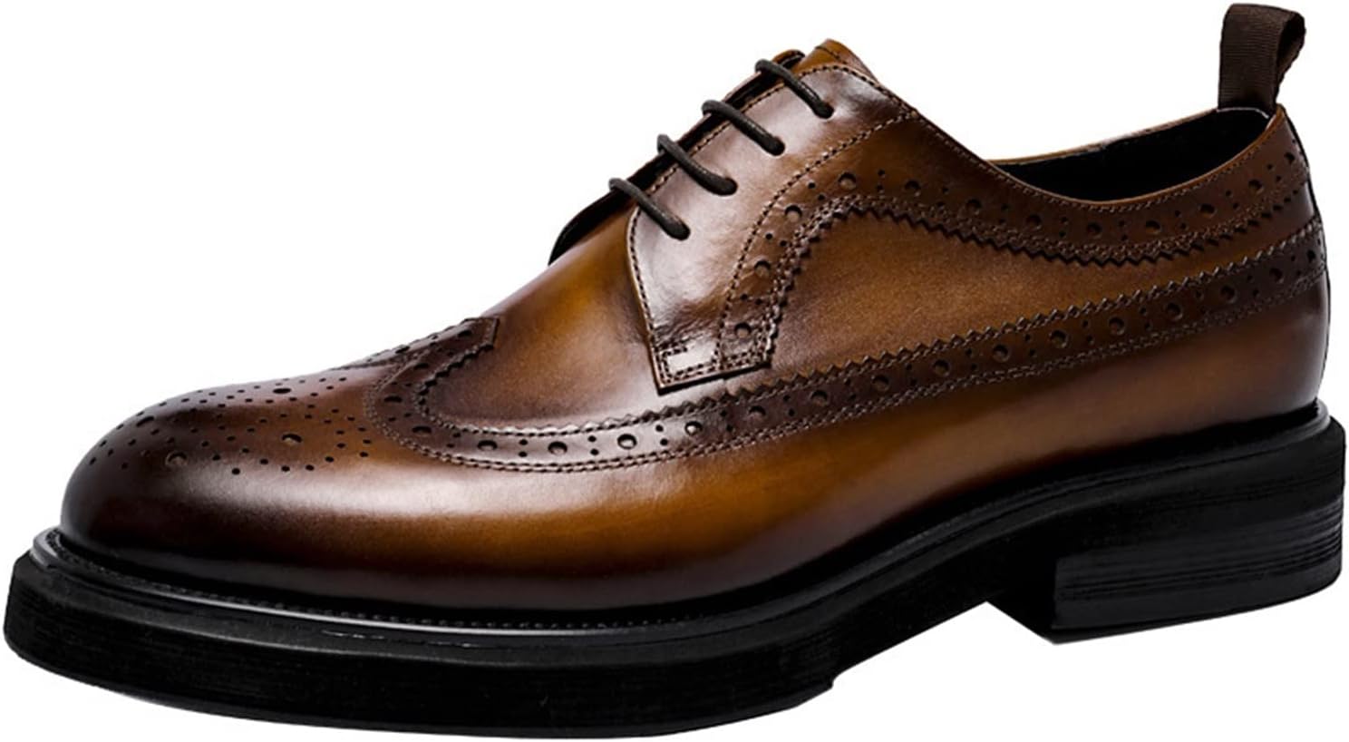 Mens Shoes Men Casual Leather Shoes Classic Brogues Luxury Genuine Handmade Thick Heels Black Male Wedding Formal