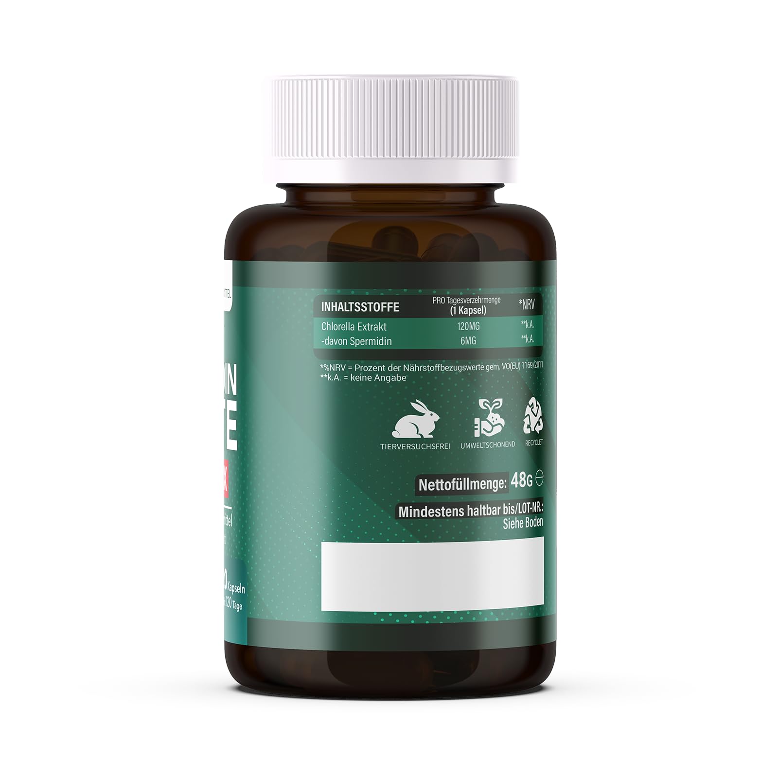 Saint Nutrition® Spermidin Kapseln – Hochdosiert mit 6mg Spermidin pro Kapsel – aus natürlichem Spirulina Algenpulver & Chlorella Extrakt – Unterstützt Zellschutz, Zellregeneration & Vitalität