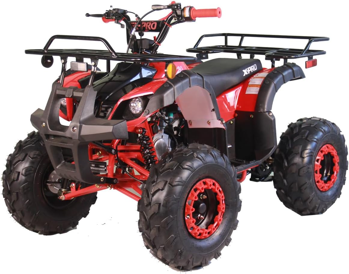 X-PRO 125cc ATV 4 Wheels Quad 125 ATV Quads with LED Lights, Big 19"/18" Tires! (Leaf Pink)