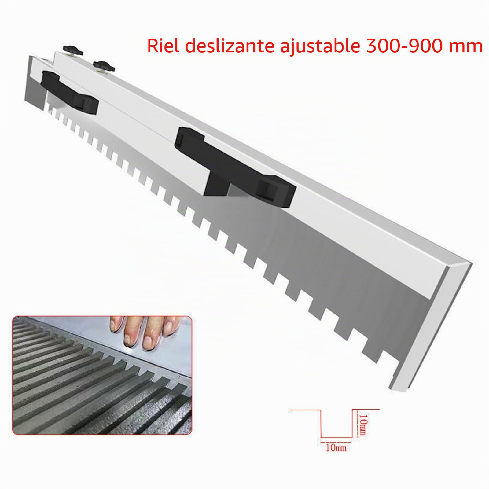 Llana Dentada De Acero Inoxidable Herramientas para Alicatar 30-90cm Ajustable Peine para Mortero(Size:Cuadrado)