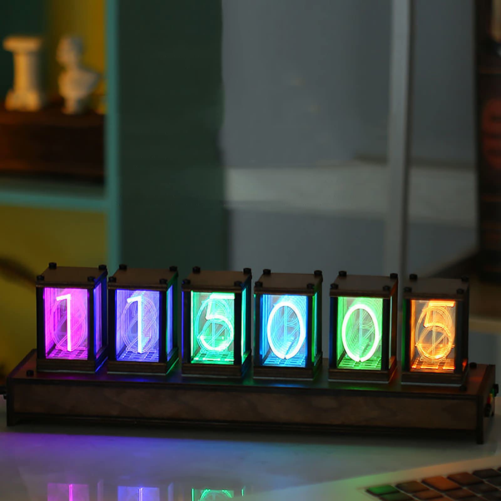 インテリア時計 RGB TUBE CLOCK Amazon.com: IPS Imitation Nixie Tube Clock, RGB Creative Clock 16