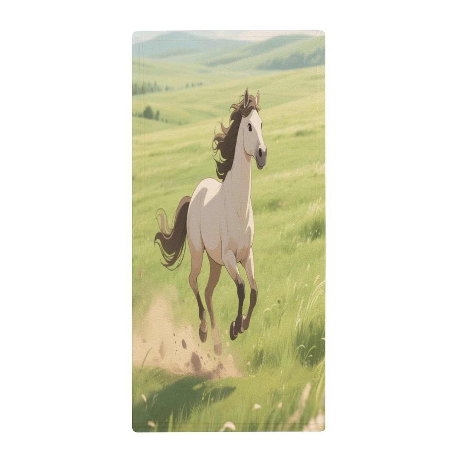 Fekiloot Style Horse On The Grassland Towels For Bathroom, Bath Towels 13.8 X 28.7 Inch, Hand Towel Multipurpose Use As Bath Fitness, Bathroom, Shower, Sports, Yoga Towel