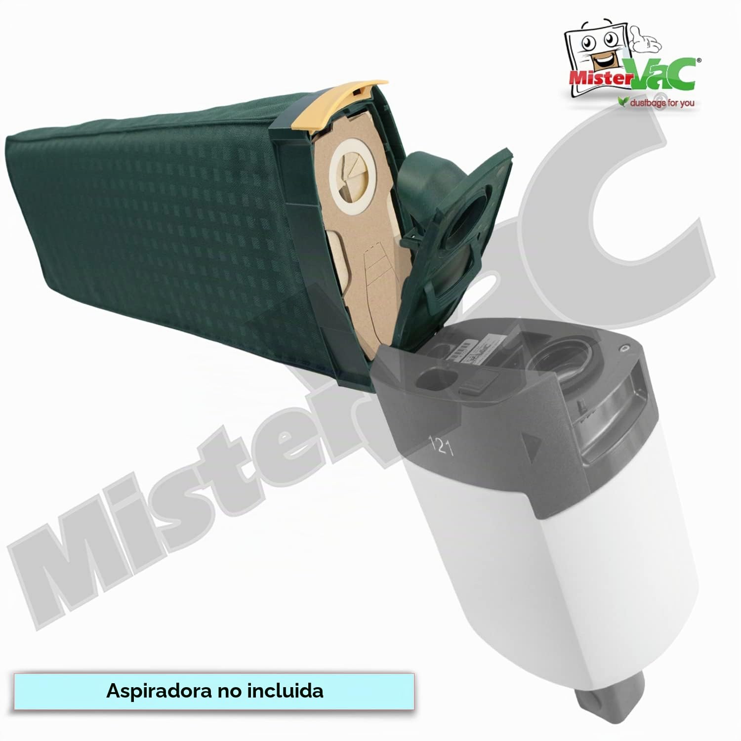 MisterVac Cartucho de filtro completo + 10 bolsas compatibles con Vorwerk Kobold VK 121