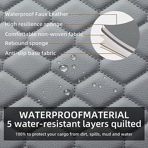 Image of Elantrip Car Seat Cover Full Set Leather Car Seat Protector Universal fit for Most Cars SUVs and Trucks Water Proof Front and Rear Seat Protector Gray