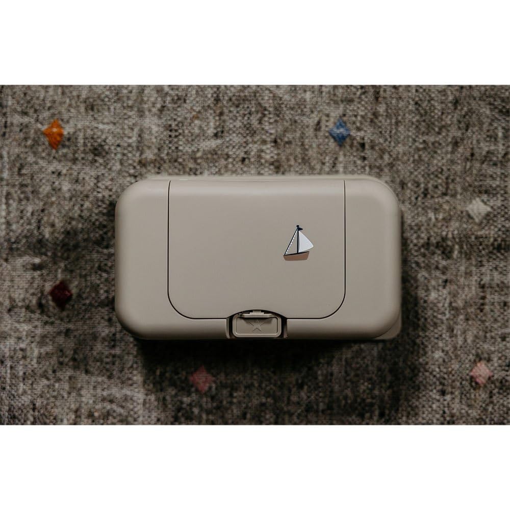 Funkybox - Caja de almacenamiento para toallitas húmedas, color beige neutro, diseño de velero, ideal para cambiar pañales (velero, grande)