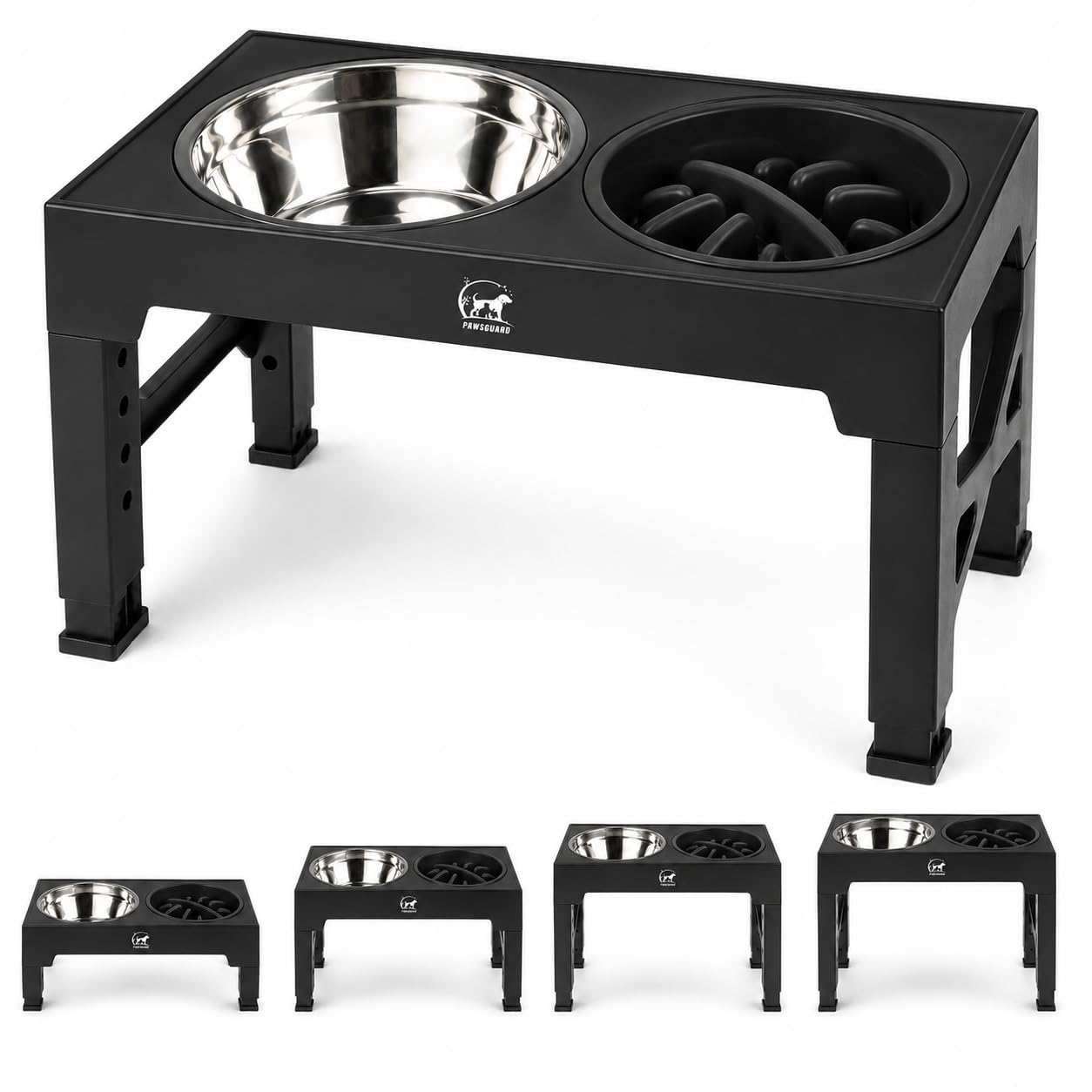 Raised Dog Bowl for All Dog Sizes, 2 Stainless Steel & 1 Slow Feeder Bowls