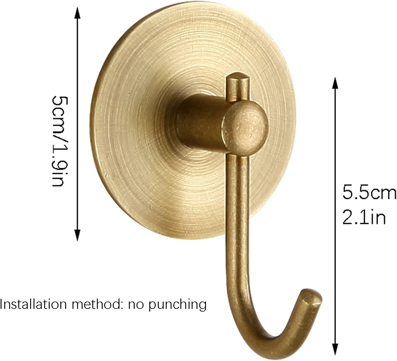 Bathroom Shelf Antique Copper Coat Hook,Single Hook Wall Mounted Hook-Copper Decorative Blacksmith Handmade Simple for Bathroom and Kitchen,Pack of 5 Golden Floating Shelves