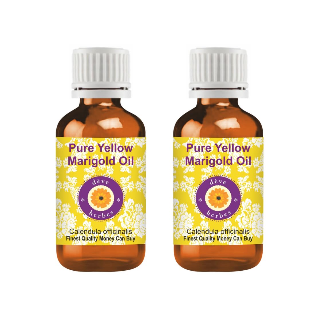 Deve Herbes Yellow Marigold Oil (Calendula officinalis) | Infused | Pure | Non-Sticky | Lightweight | for Facial Care | Men & Women | 15ml X 2 (1 oz)