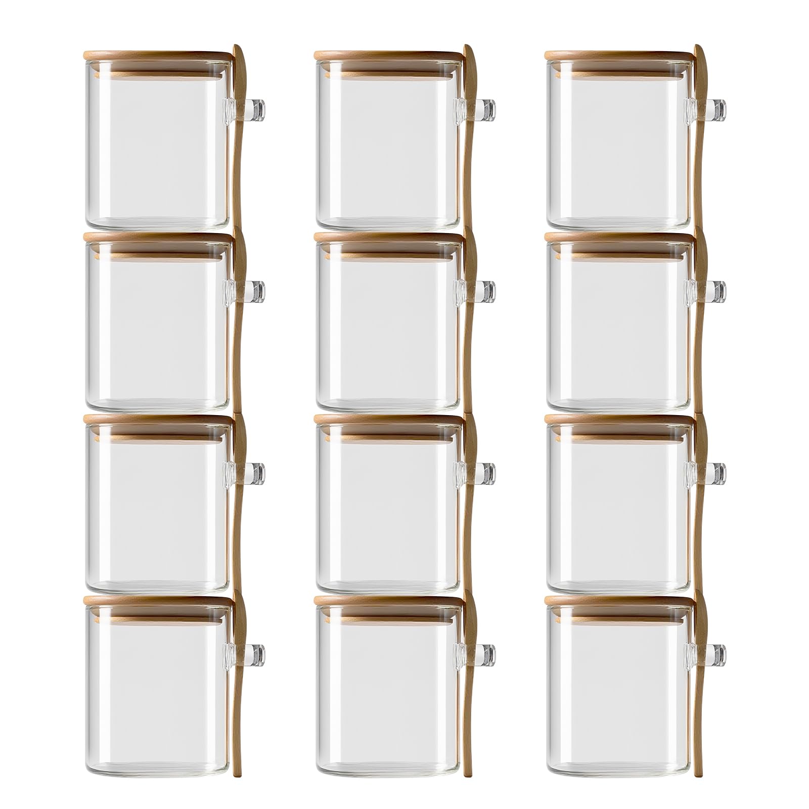 Set di 12 Barattoli Vetro con Coperchio - Contenitori Ermetici per Alimenti - Contenitori in Vetro per Sale Caffè Prodotti Spezie Tè（400ml）