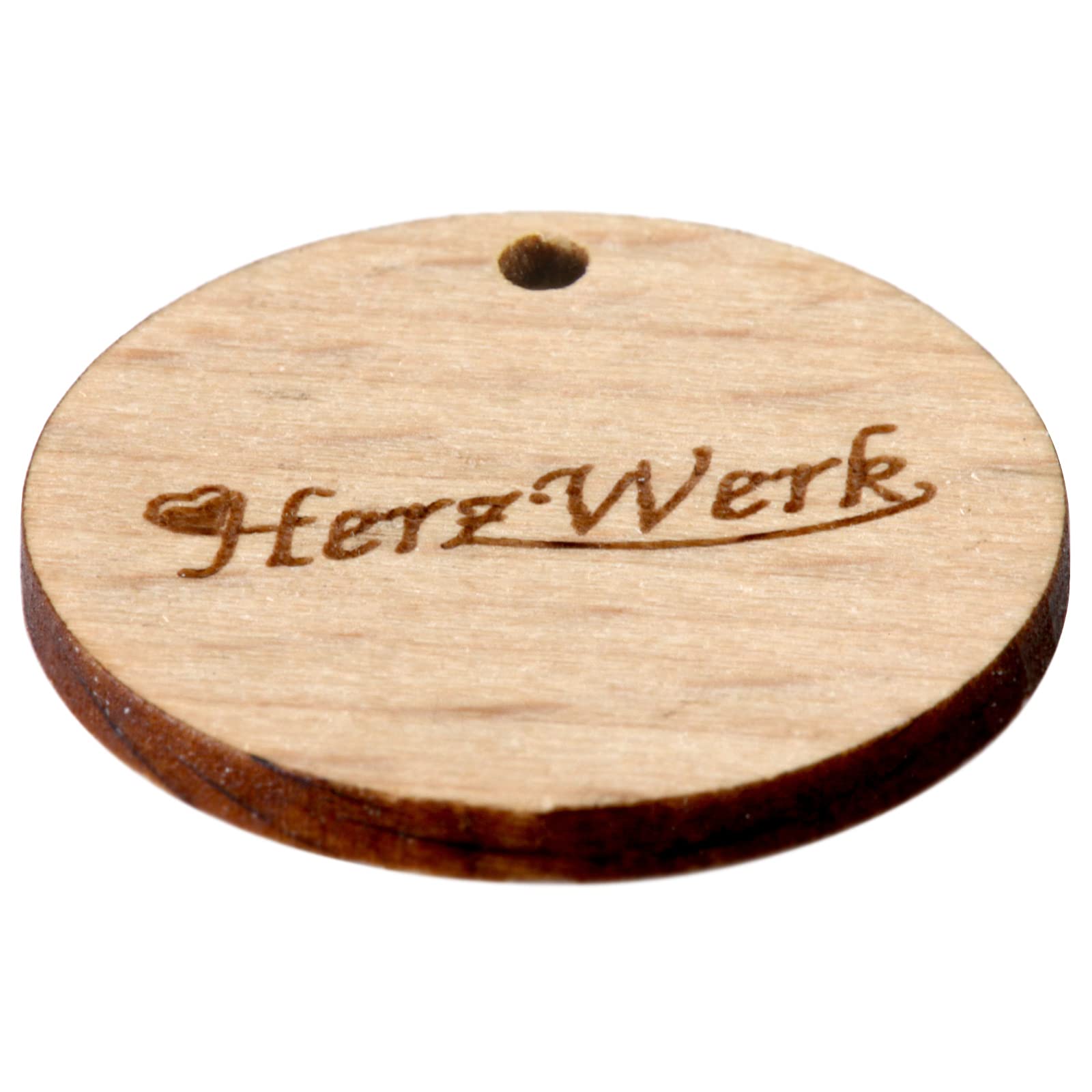 Druckspezialist Einkaufswagenchips Holz nachhaltig mit Loch Logo Gravur