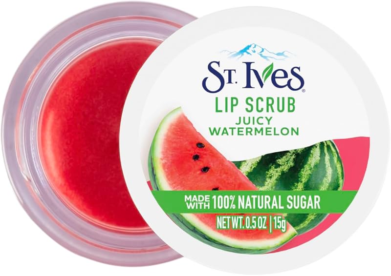 Watermelon Lip Scrub, Sugar Exfoliator with 100% Natural Ingredients, Helps Smooth Away Dullness, 0.5 oz Jar