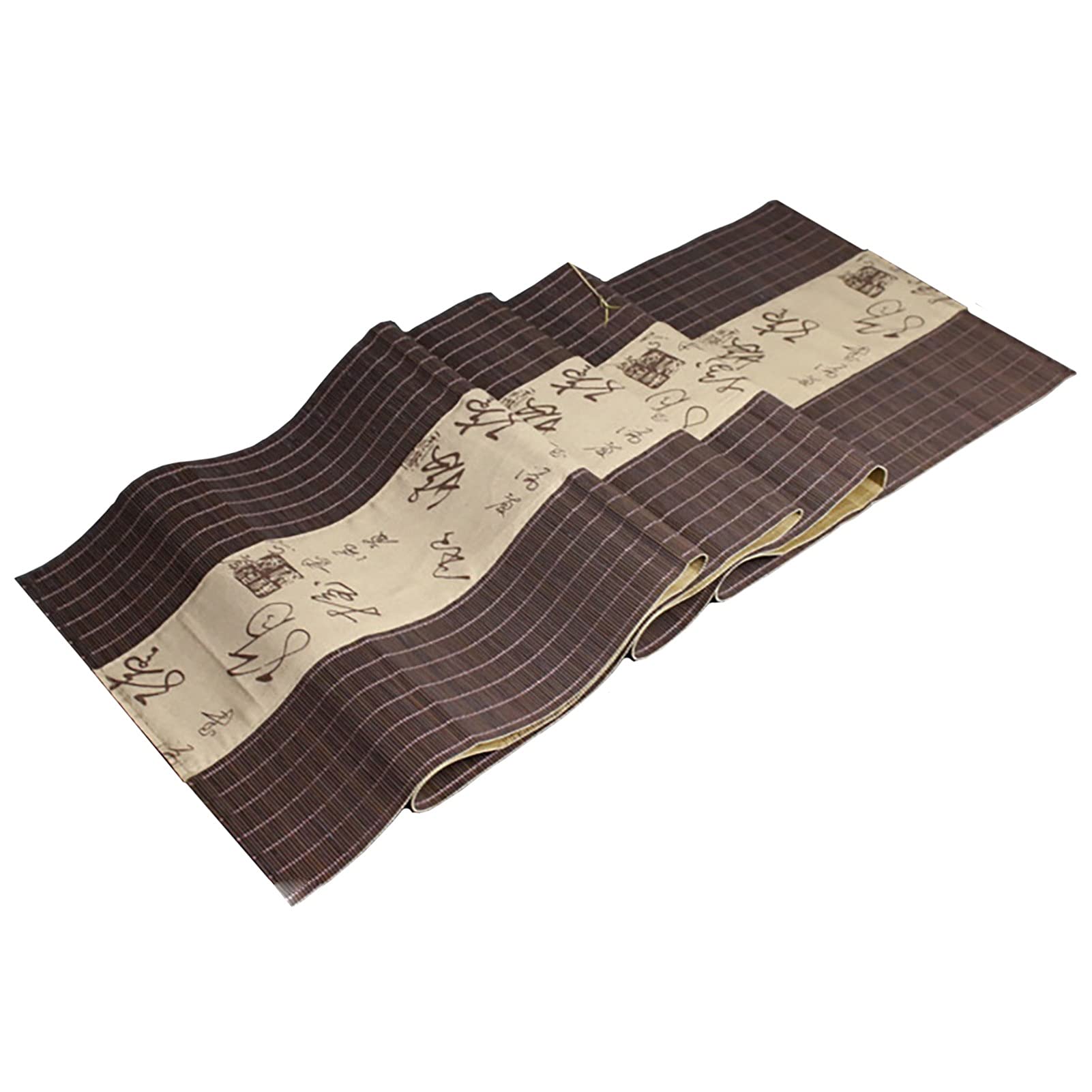 Chemin de table en bambou naturel, Chemin de Table en bambou antidérapant, tapis de salle à manger faits à la main avec décoration en tissu imprimé, facile à nettoyer et dessous de verre(Coffee,12" x