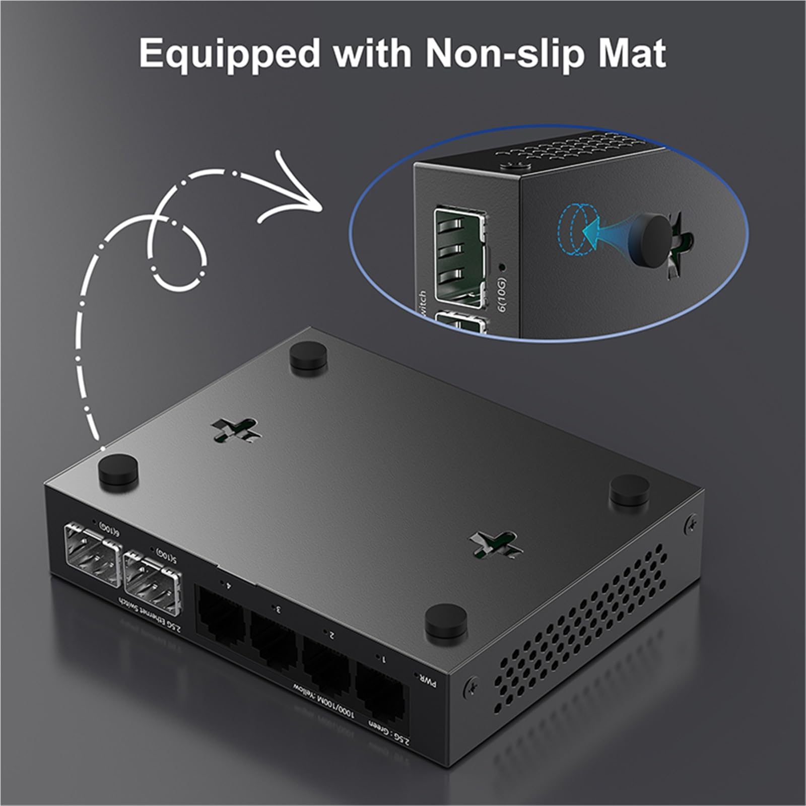 Commutateur 2,5 GbE 4 ports 2,5 G RJ45 avec 2 ports 10 G SFP+ sans ventilateur Plug and Play non géré Commutateur réseau de bureau mural (adaptateur britannique)