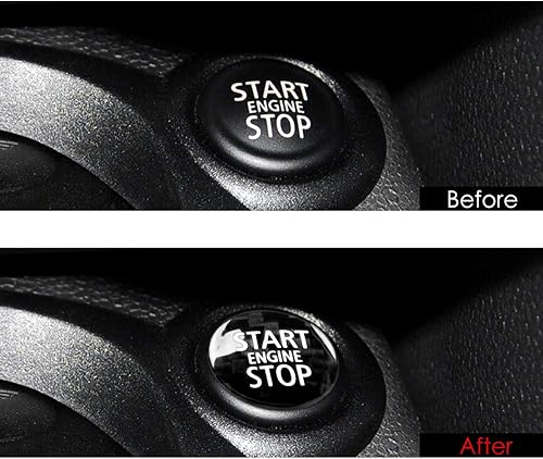 Miniatura 2 de 1 pieza de calcomanías de fibra de carbono negra para el botón de arranque del motor, cubierta interior para Mini Cooper R56 R57 R58 R59 Clubman R55