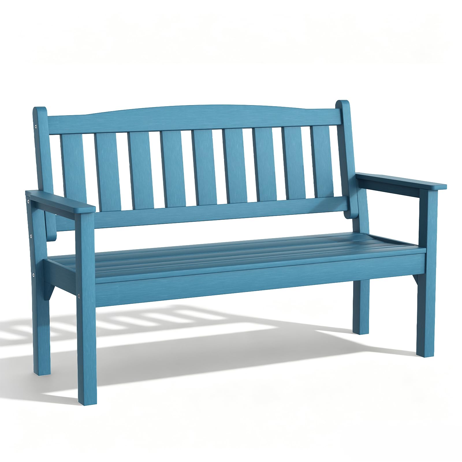 Psilvam 3-Person Poly Lumber Outdoor Bench Weatherproof, 800 Lbs, Blue