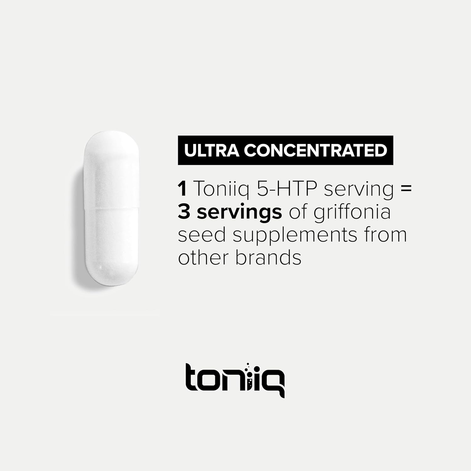 Toniiq Ultra High Strength 5HTP Capsules - 99%+ Highly Purified and Bioavailable - 12:1 Concentrated Extract - 200mg - 90 Veggie Capsules