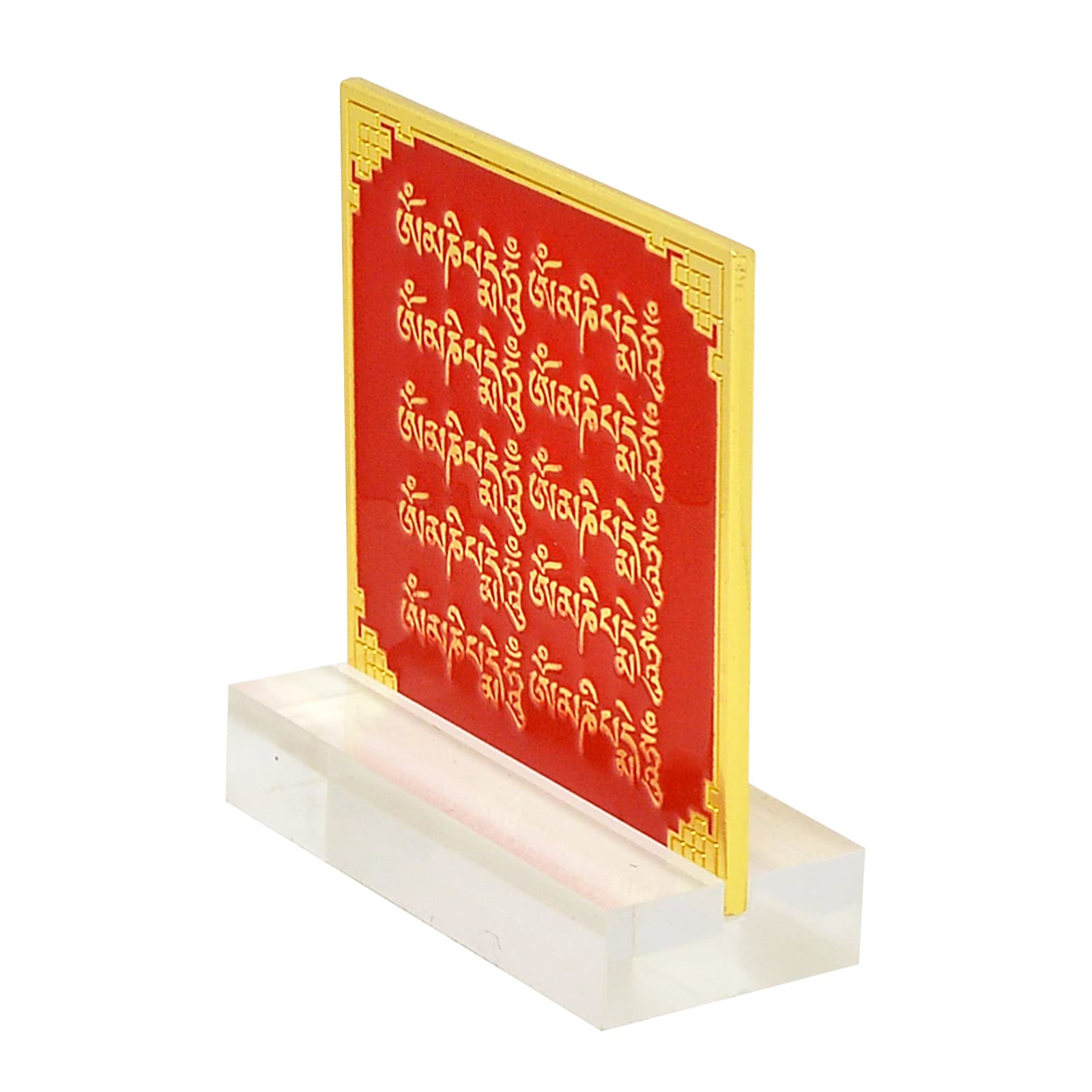 juanxian FengShui Kuan Yin Pouring Water of Life Plaque w Stand W5020, Gold/Red, 3.15 x 0.39 x 3.15 inch - Image 3