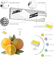 Vista 3 de SineRise - Lámpara LED para tocador de baño - Moderna lámpara de acrílico con acabado cromado para iluminación de pared sobre el espejo - 2 luces