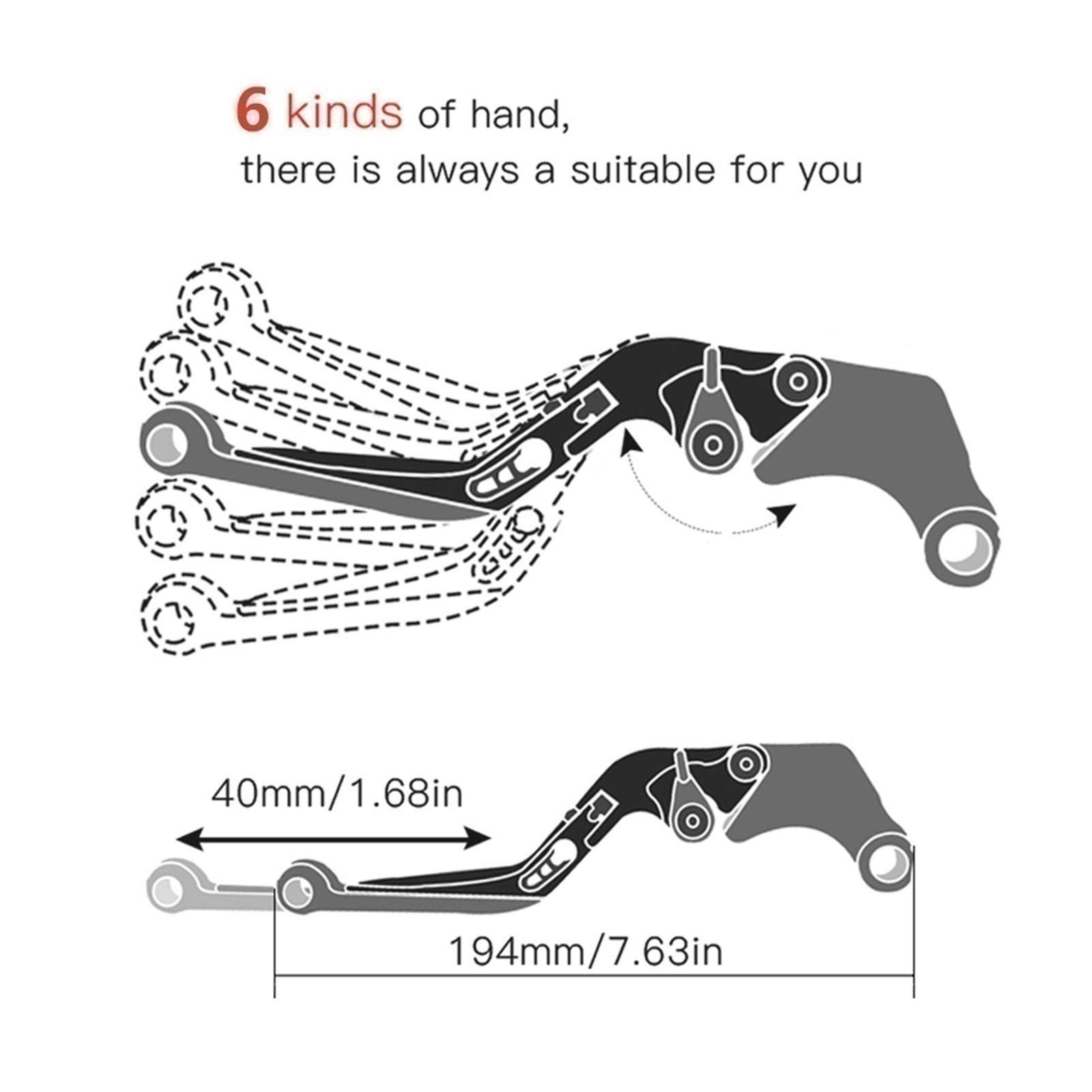 Leva Della Frizione Del Freno Per Hon & da CB600F CB 600F 2007 2008 2009 2010 2011-2013 Moto Frizione Del Freno Della Leva Allungabile Presa Della Mano Regolabile Manubrio (Colore : A)