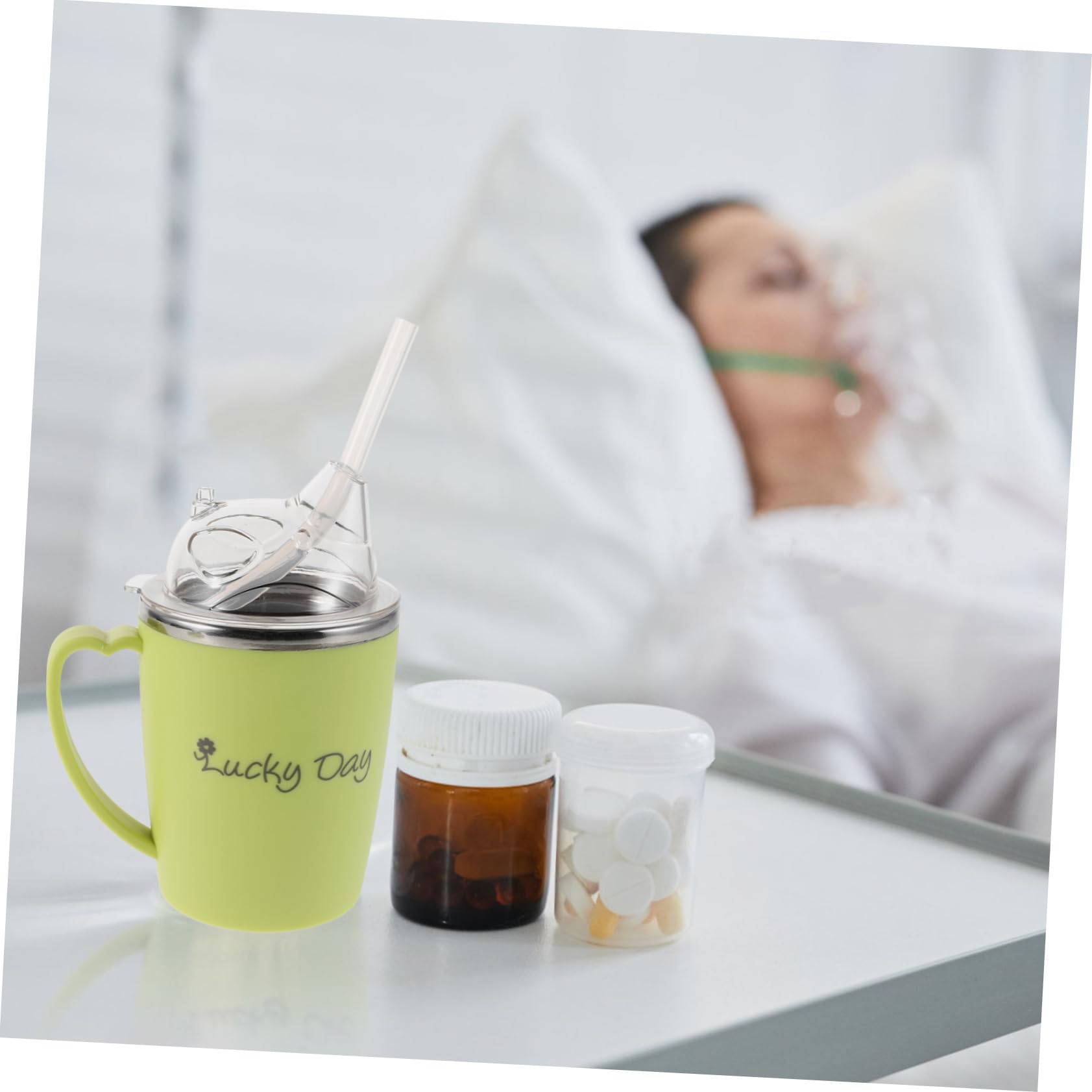 COLLBATH Copa Del Cuidado De Personas Mayores Vaso Pajita Para Discapacitados Vaso Para Beber Sopa Para Alimentación De Convalecientes