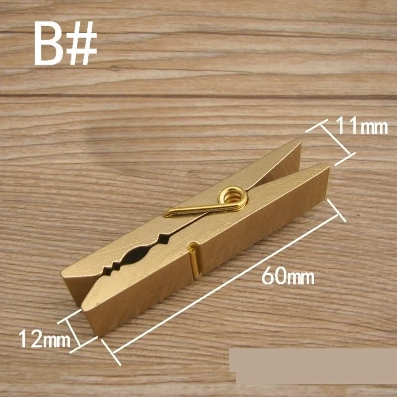 Clothespins for Laundry 10PCS Brass Clip Ticket Clips Wallet Clothes Pin Copper Binder Clip(SizeB)