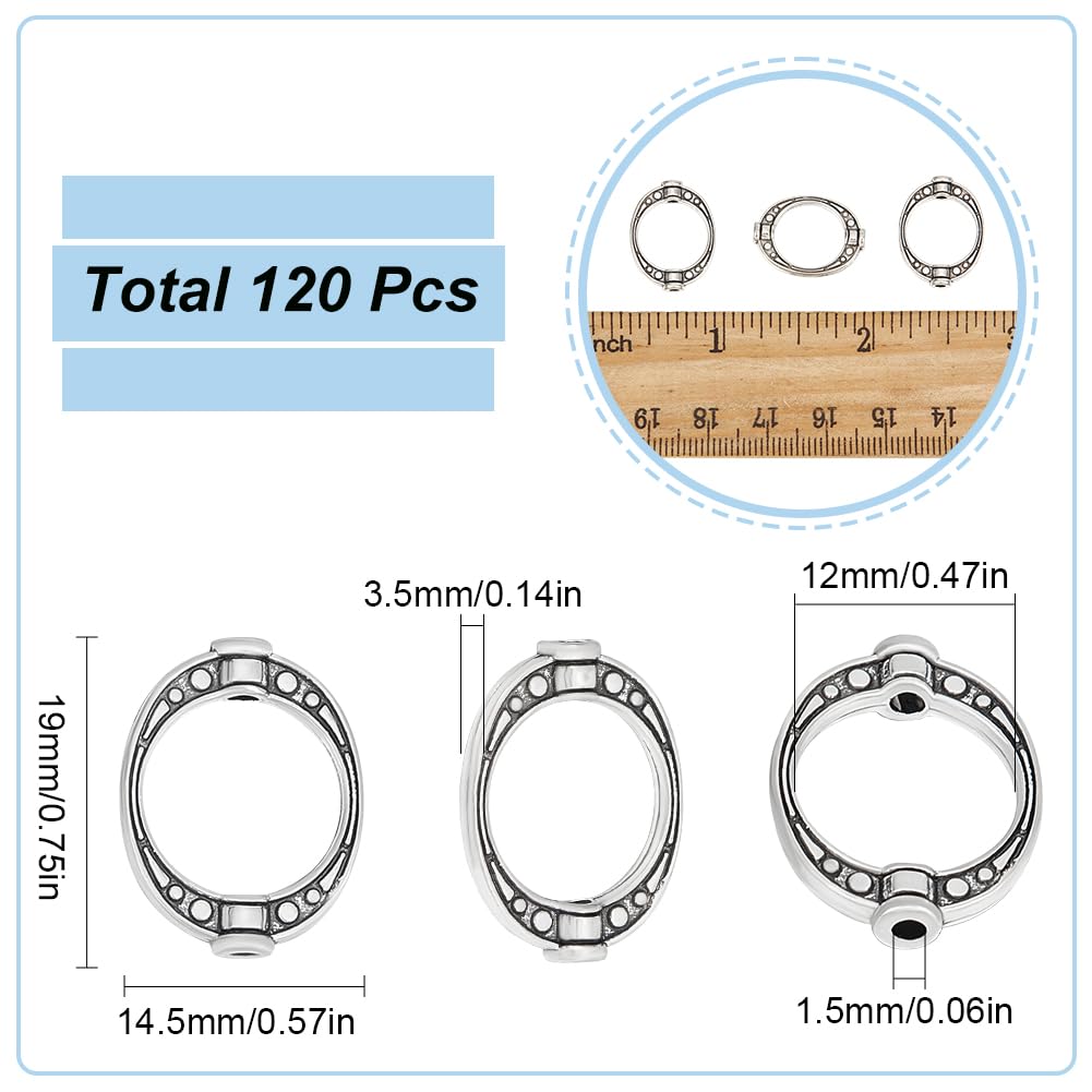 SUNNYCLUE 1 Box 120Pcs Bead Frames 10mm Circle Bead Frame Bulk Antique Silver Alloy Tibetan Style Hollow Round Beads Frames Metal Charms for Jewelry Making Supplies DIY Bracelets Necklaces Earrings - Image 2