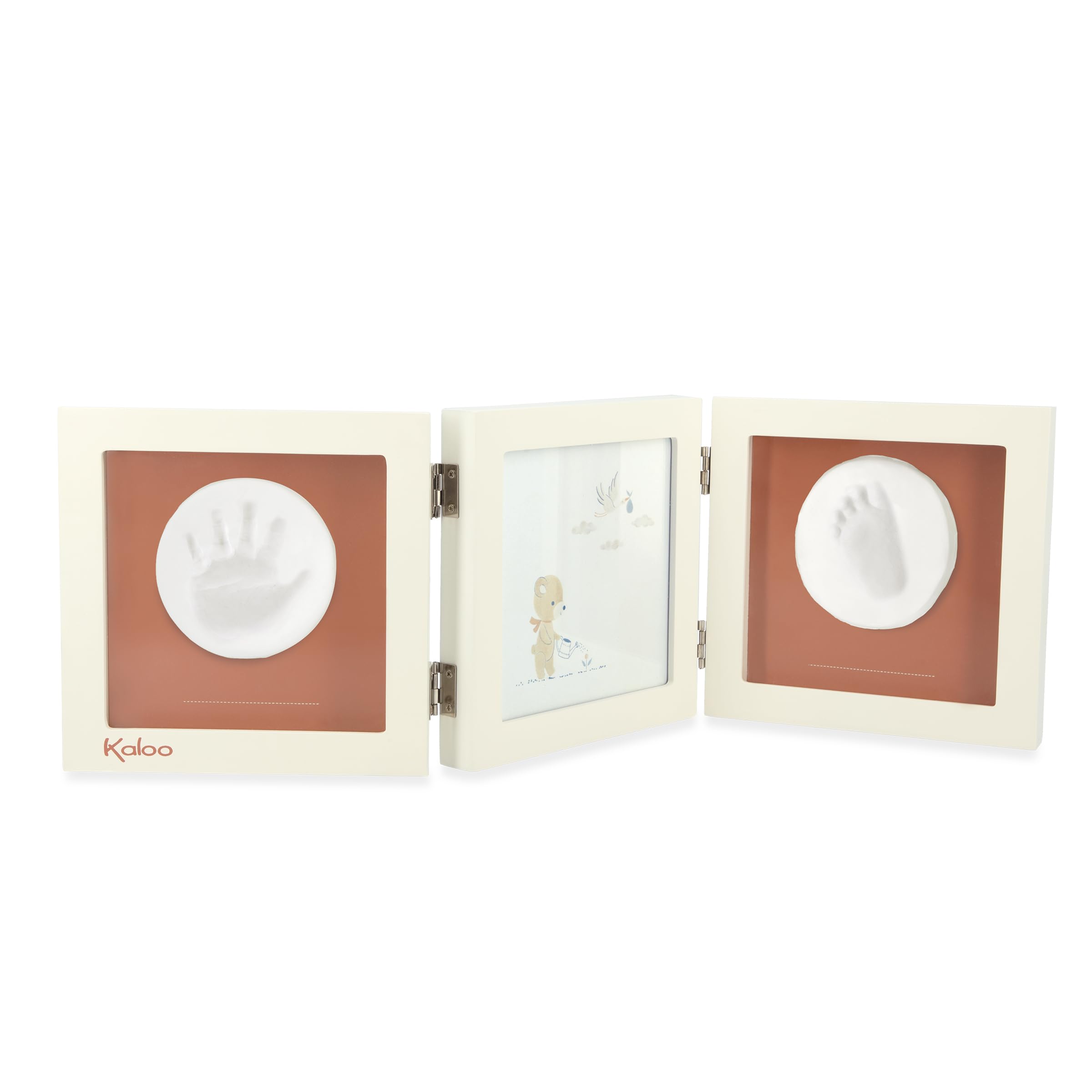 KALOO - Rêves de Douceur - Mon Cadre Photo et Empreintes Bébé - Kit Empreintes en Argile - Facile à Utiliser et Non Salissant - Cadeau de Naissance - Beige, K220001
