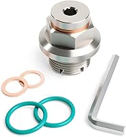 Vista 8 de 1/2-20 Tapón de drenaje de aceite doble sobredimensionado tipo piggyback, kit de reparación de rosca de bandeja de aceite autorroscante de acero