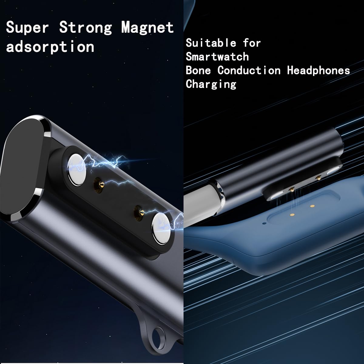 Accessori per Smart Watch, caricatore magnetico di ricambio a 2 pin per Smart Watch, fitness tracker, distanza tra i pin di contatto del cavo, compatibile con 7,62 mm