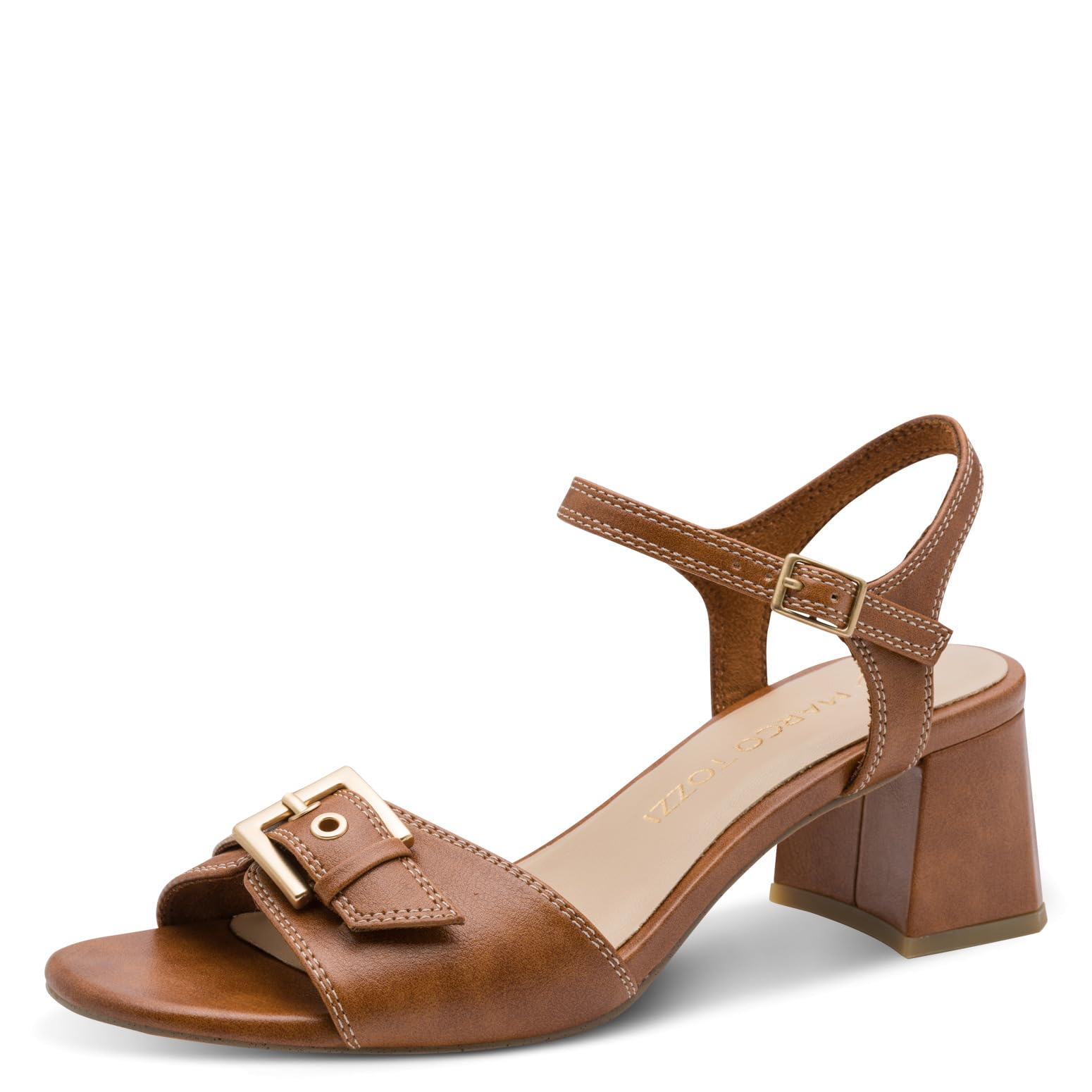 MARCO TOZZI women's sandal soft Feel Me footbed soft lining slingback, brown (COGNAC), 7 UK