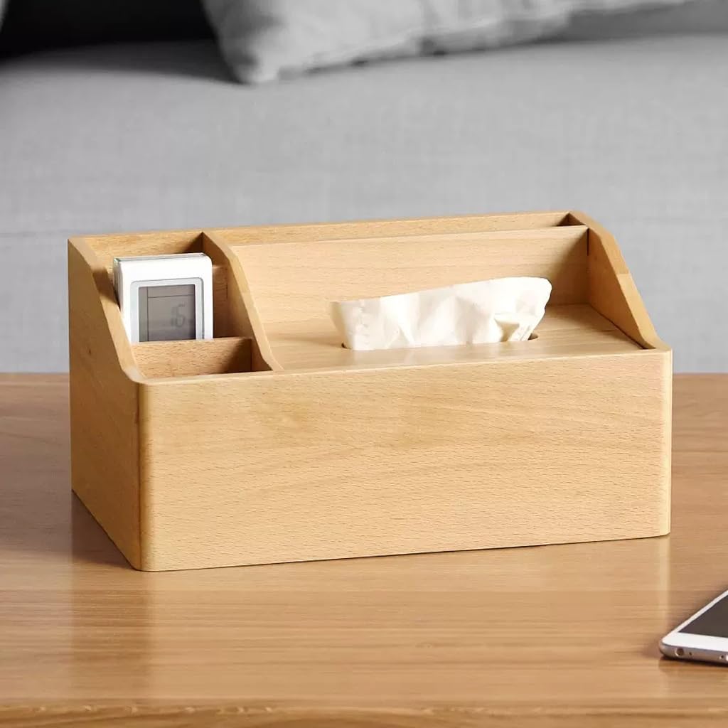 Scatola porta fazzoletti in legno multifunzionale scatola portaoggetti per fazzoletti da tavolo telecomando scatola di immagazzinaggio cosmetica scatola di fazzoletti dispenser organizer per