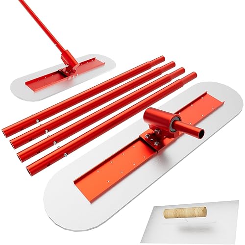Bull Float Concrete Tools｜48’’×12’’ Stainless Steel Concrete Float with 4 Combinable Handles｜Concrete Bull Float with Trowel｜Concrete Bull Float Kit for Concrete Finishing