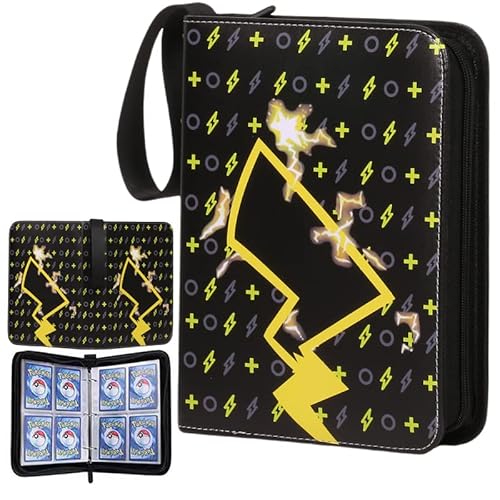 SUPRTOY Scrapbook compatible avec les cartes Pokemon, album de cartes de mode, porte-cartes pour cartes à collectionner Pokemon, espace de 50 pages pour 400 cartes, Jaune Cover
