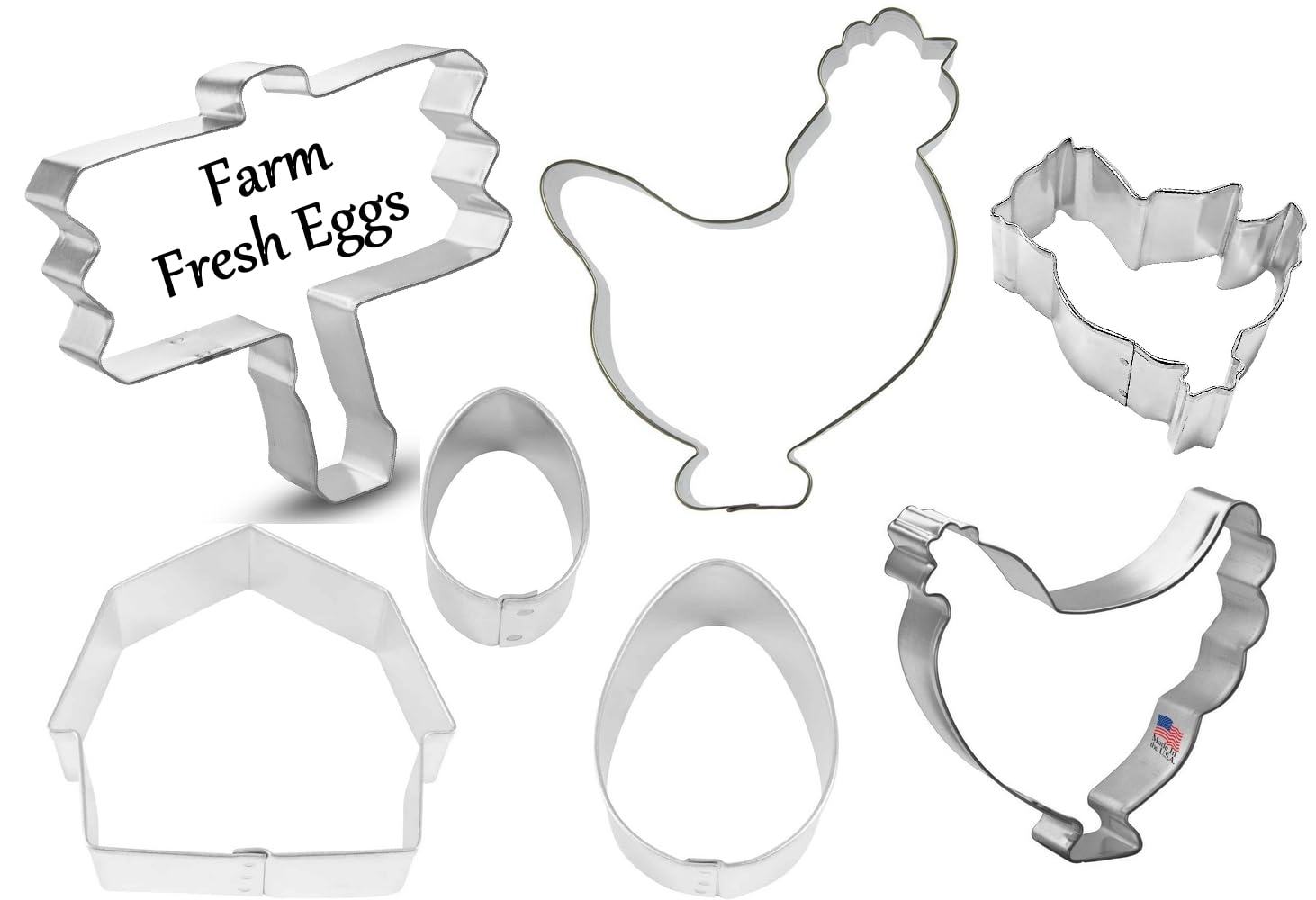 Chicken Farm Cookie Cutter 7 Piece Set from The Cookie Cutter Shop – Tin Plated Steel Cookie Cutters