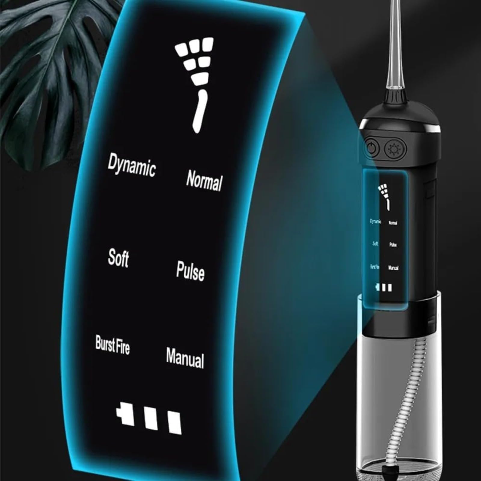 Cortelec Irrigador Bucal Con LED Inteligente,Irrigador Dental Portátil,6 Modos,Depósito Extraíble,IPX7 Impermeable,Limpiador Bucal Recargable Para Ortodoncia Y Dientes Sensibles (Negro)