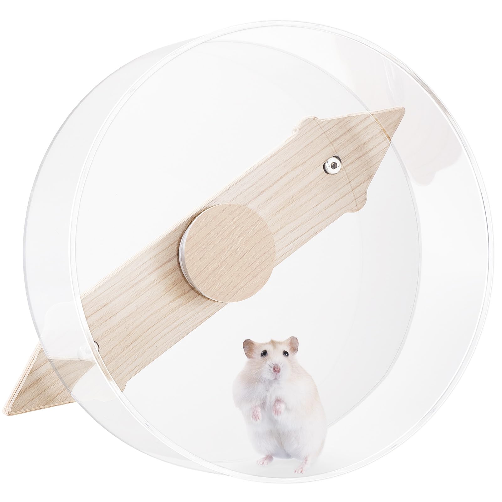 Niteangel Silent Hanging Hamster Wheel - Dual-Bearing Cage-Mounted Quiet Spinning Acrylic Exercise Wheel for Hamsters Gerbils Mice Degus and Other