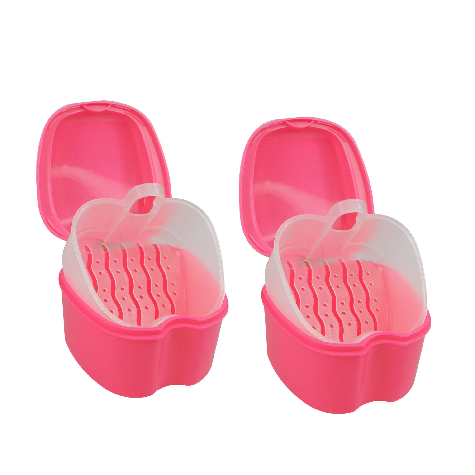 Dentosmile Denture Box in Pink Color - Dental Orthodontic Retainer Case | Teeth Storage Box, Denture Storage Case Fake Tooth Holder with Strainer (2)
