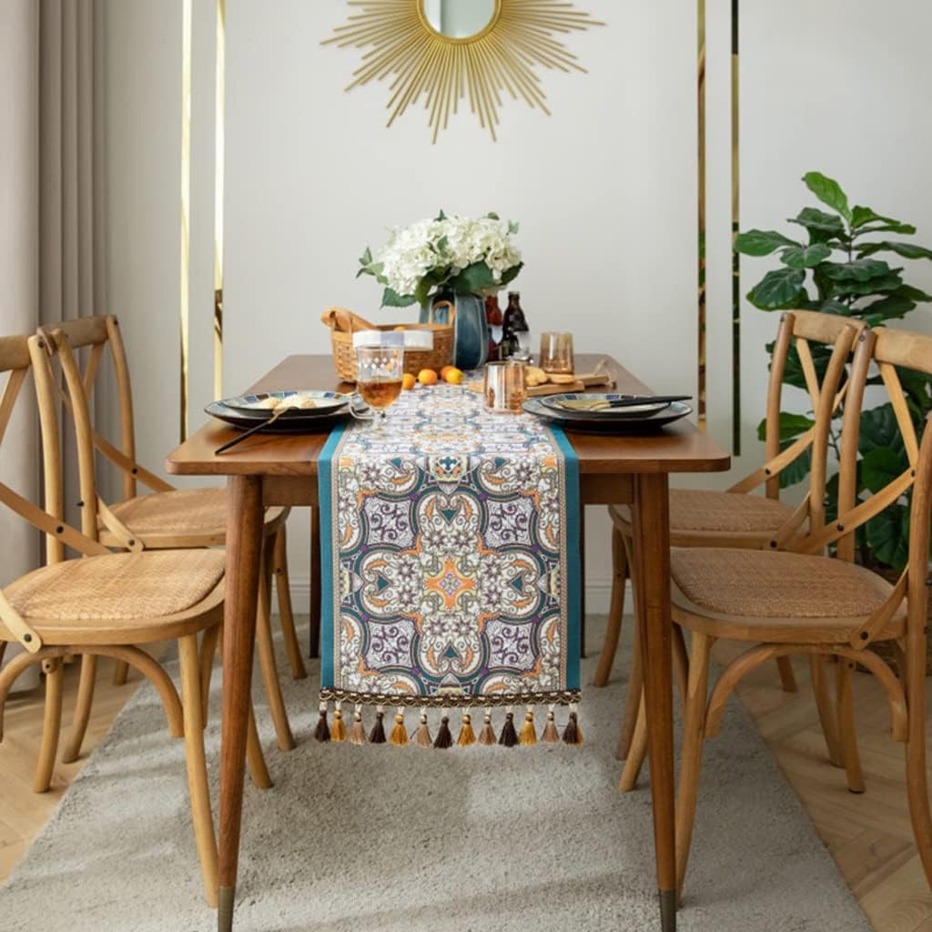 Table Runner Polyester Table Cover Table Runner Decoration for Festival Event Home Decoration(35x140CM)