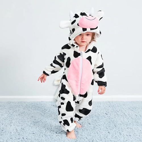 Miniatura 2 de QIAONIUNIU Disfraz de vaca para bebé para Halloween, mameluco para niños pequeños, rómper para cosplay, de 18 a 24 meses