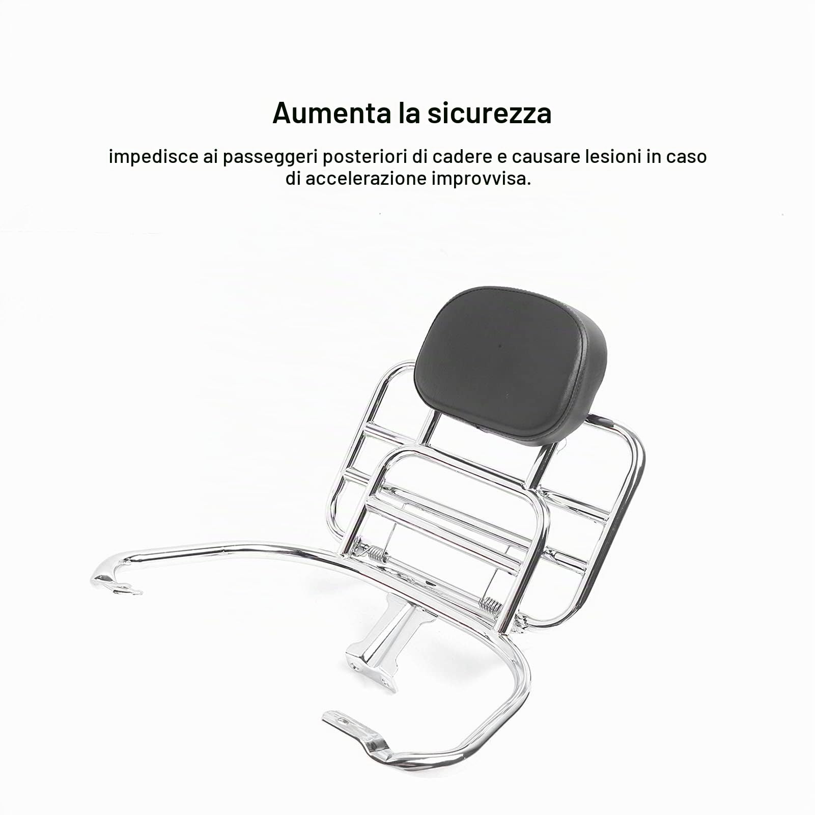 Porta bagagli Posteriore con Cuscino Schienale Piastra Cromata in Lega di Acciaio Argento per Sprint Primavera 50125150250300 GTS