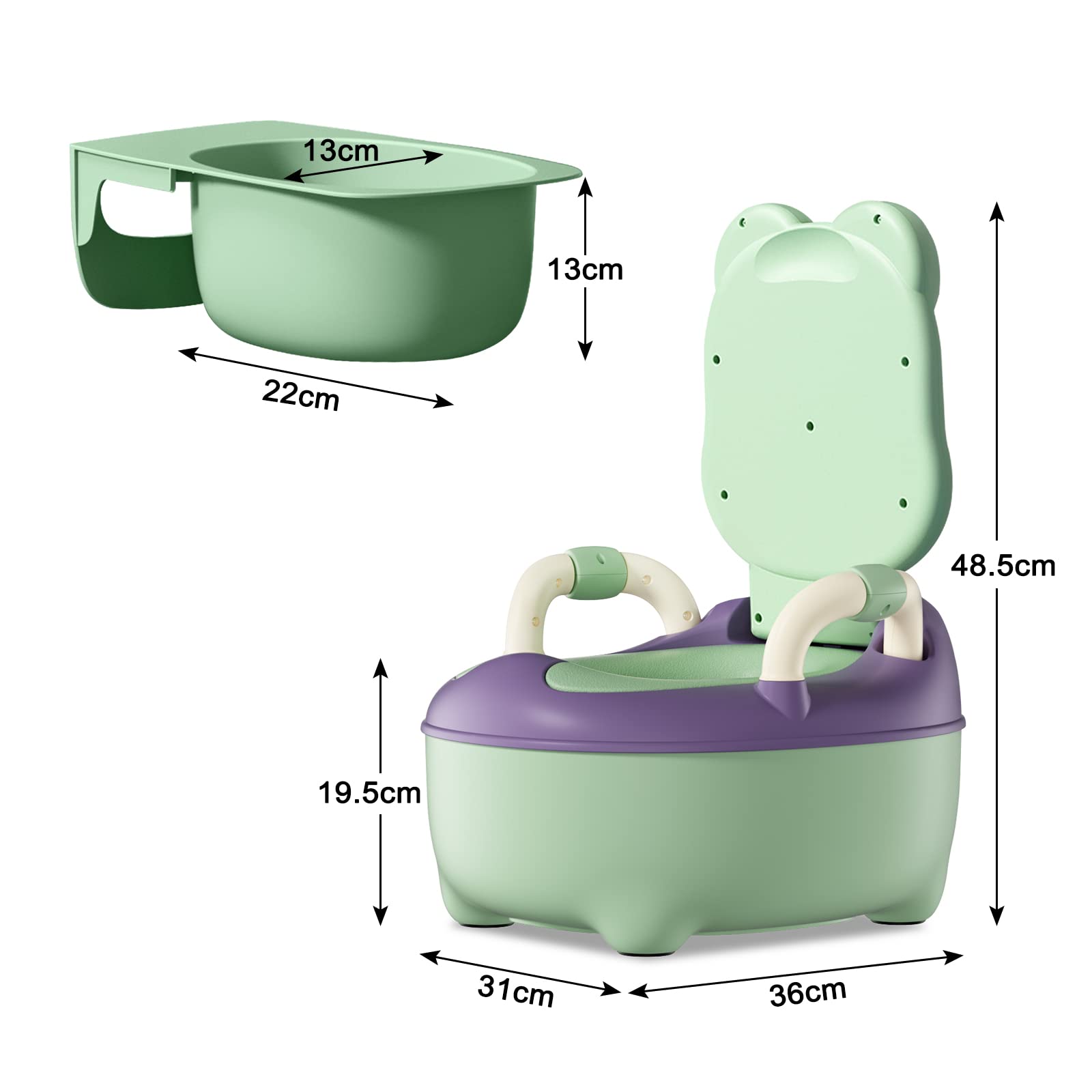 LZQ Vasino per bambino, con manici e funzione antiscivolo, ergonomico, per bambino a partire da 1 anno (verde, tipo A)