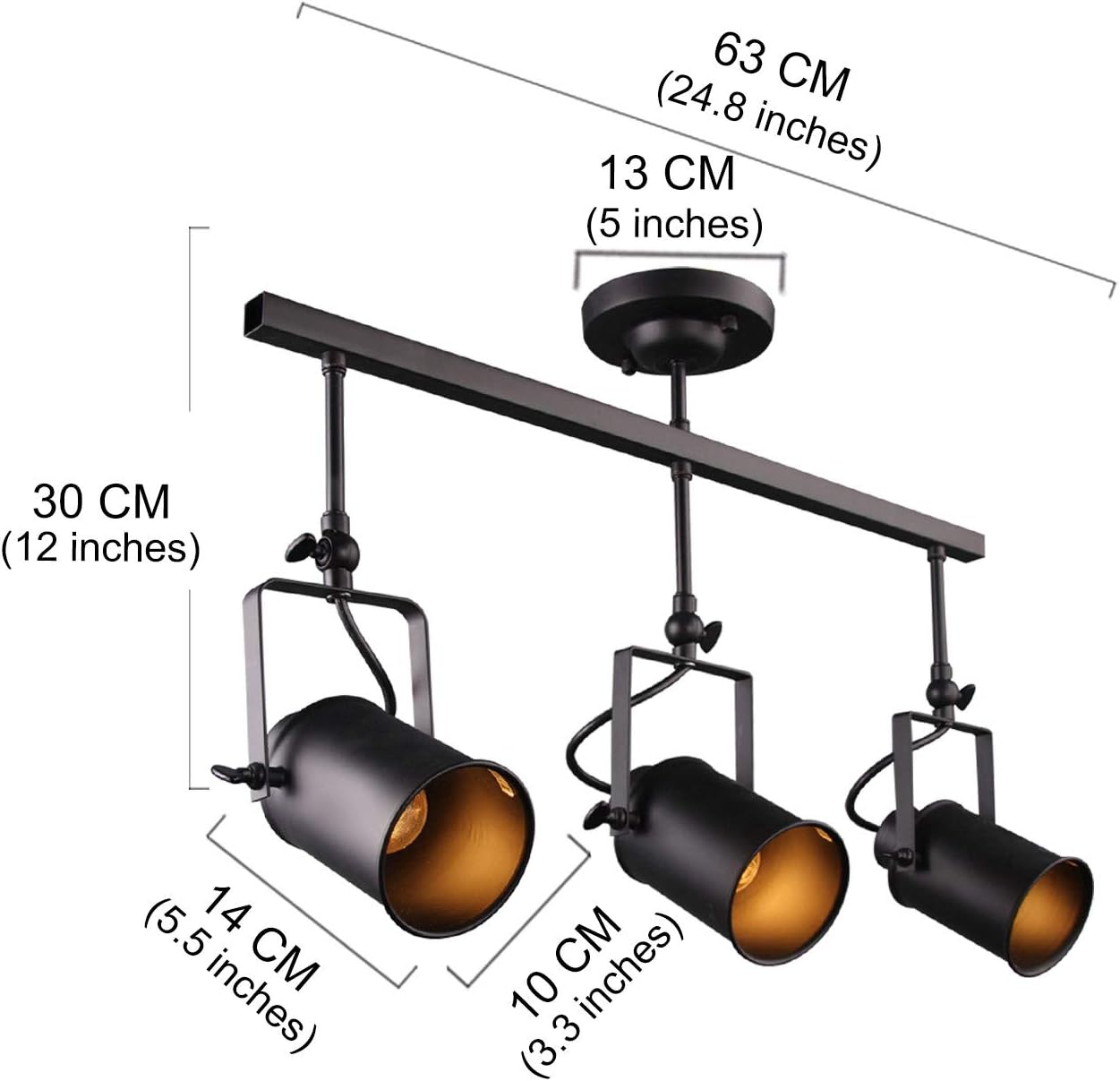Suреr Brаndѕ Adjustable Track Lighting Industrial Wood Canopy 3-Head, for Ceiling and Wall
