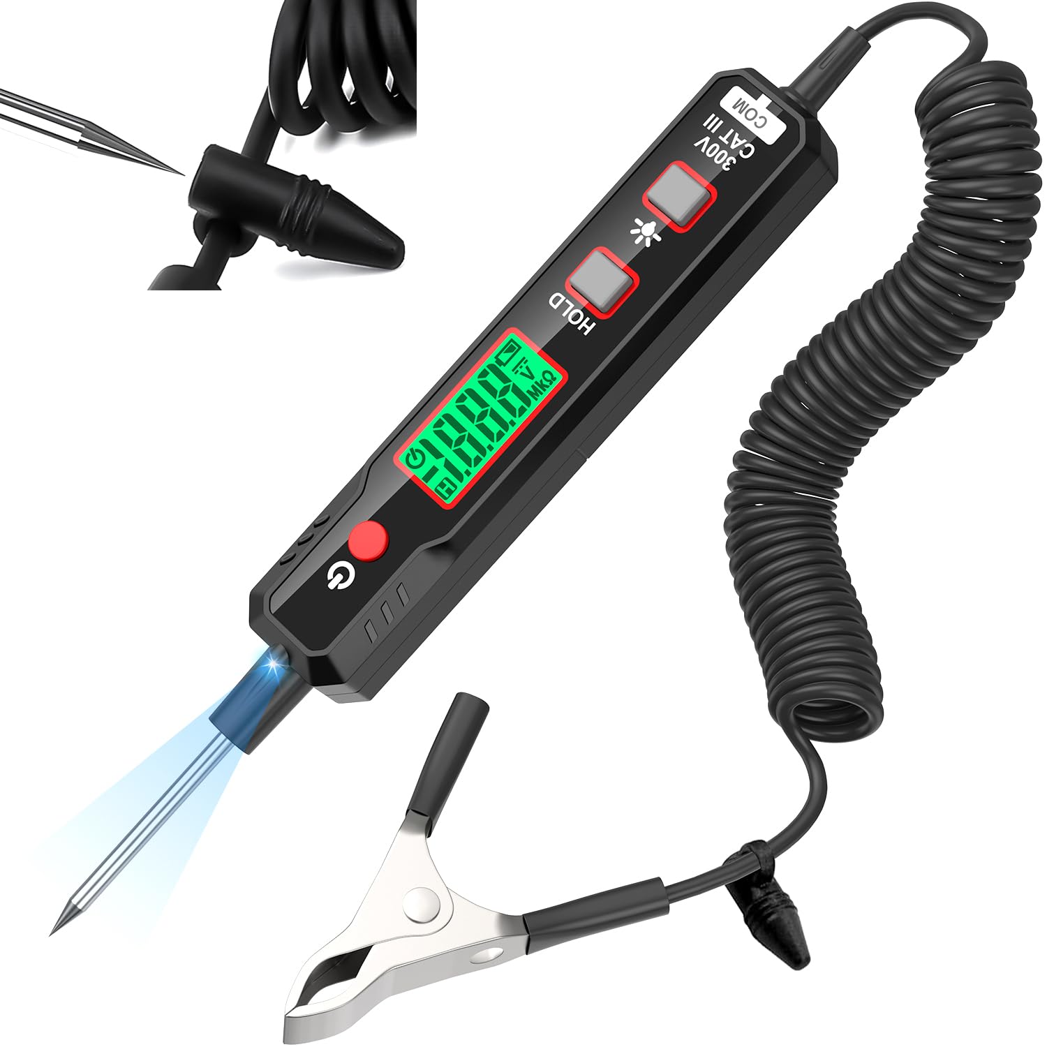 YOJOCK Smart Circuit Tester for Automotive Light, 0.8V-100V DC Voltage Tester, Power Circuit Probe with Flashlight Measures Polarity Continuity, Automotive Fuse Tester for Car Battery