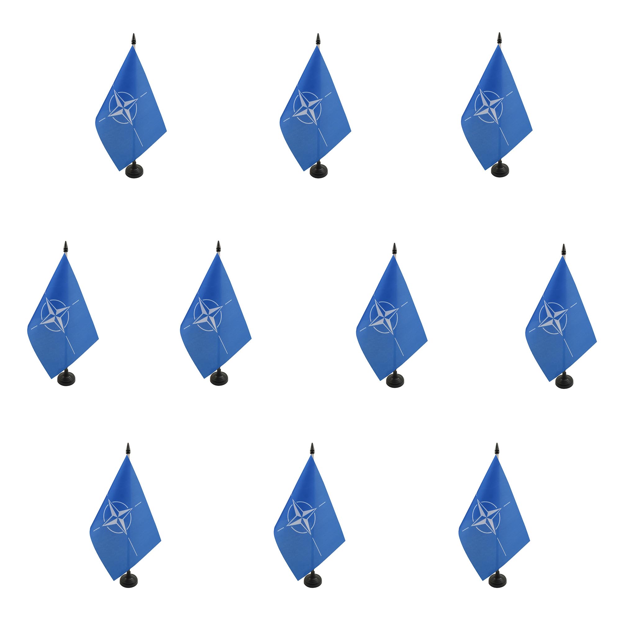 Drapeaux de l'Otan de bureau de 21x14 cm avec socle noir en plastique et hampe AZ FLAG