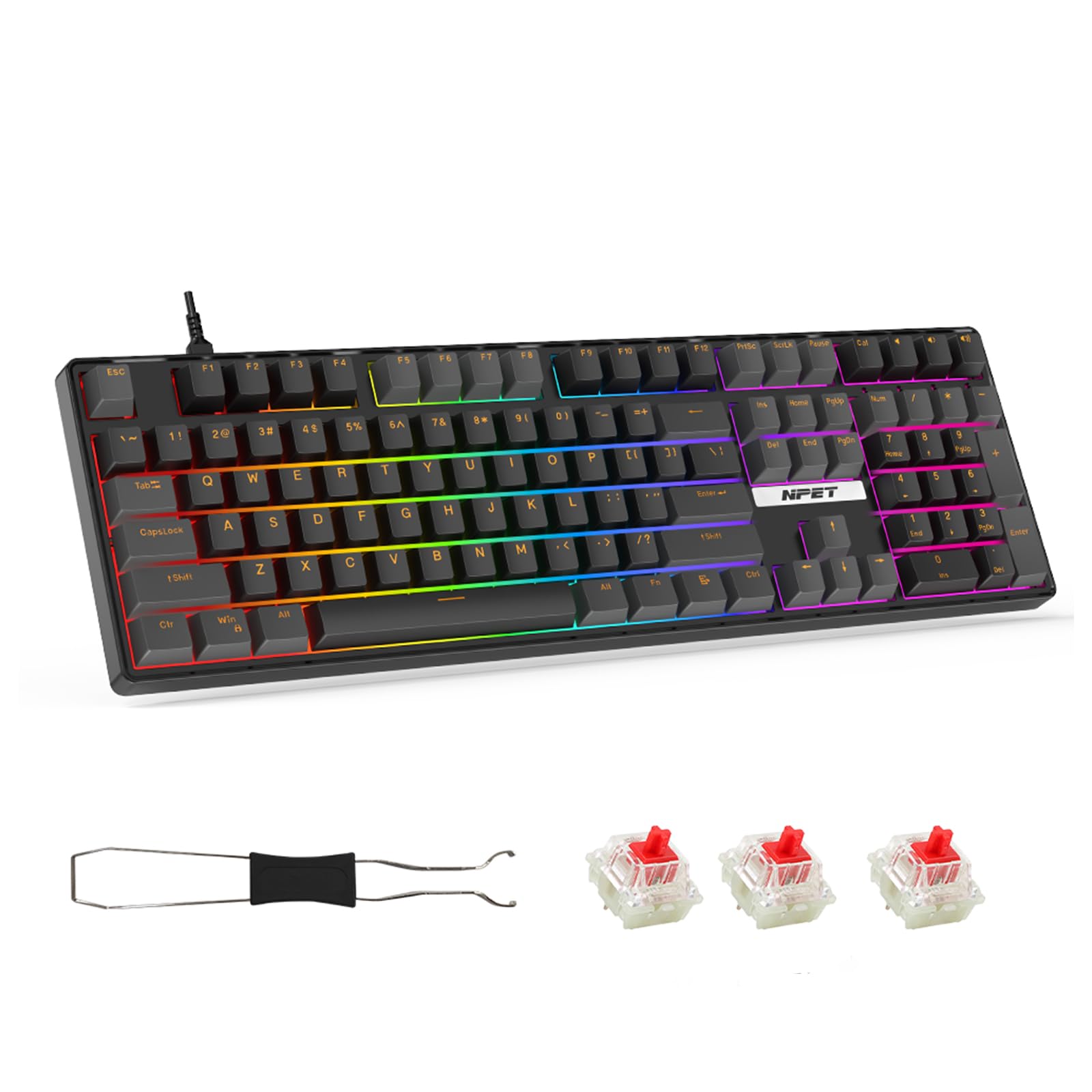 Amazon.com: NPET CR108 108 Key RGB Gaming Mechanical Keyboard with