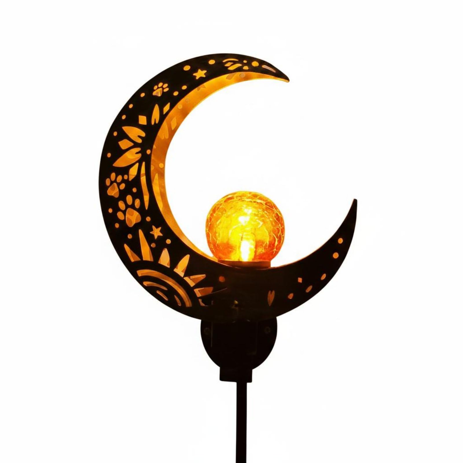 Waterproof Solar Lunar Garden Lamp Warm White LED Moon Stake Light Decorative Crescent Garden Light Easy to Install for Yard, Patio, Bronze-image-44