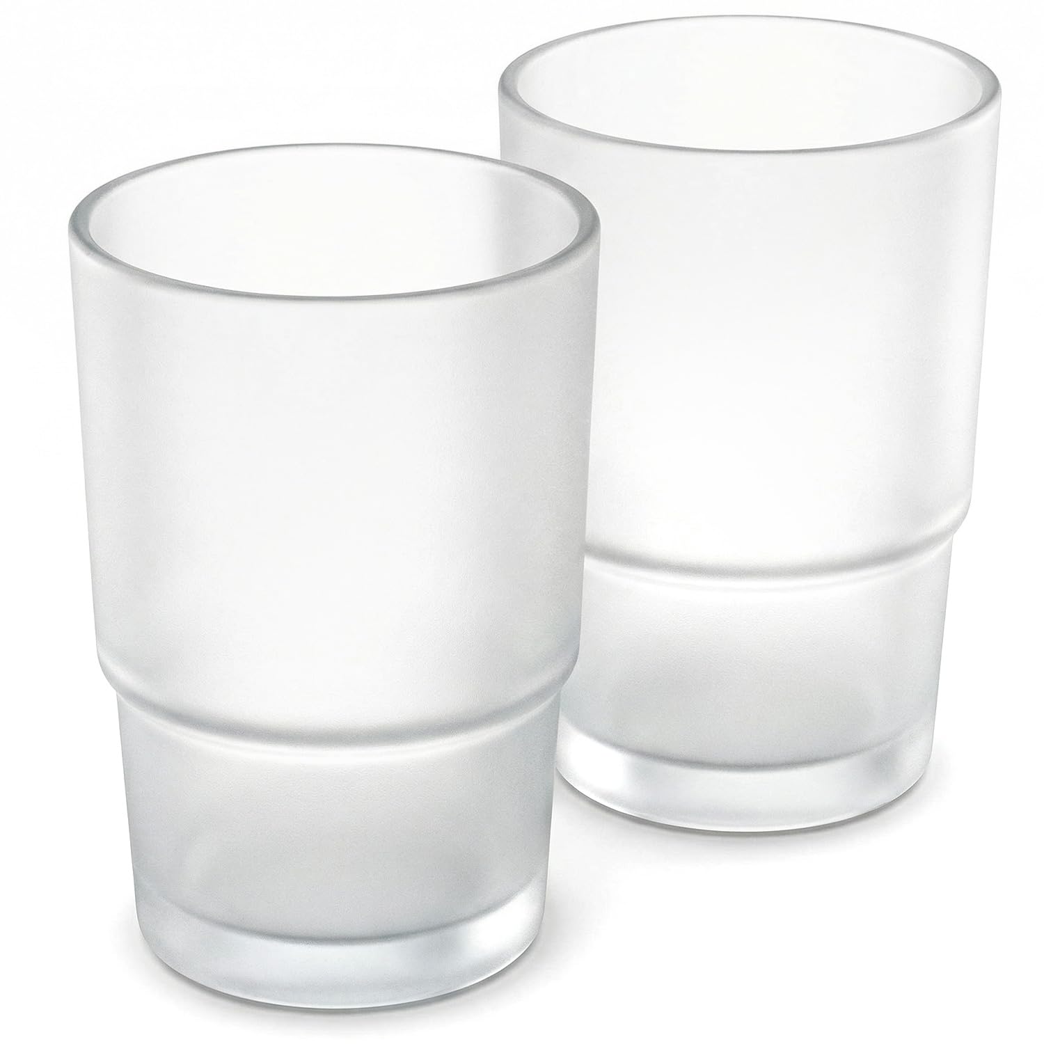 QWORK® 2Pcs Replacement Tumbler, Frosted Glass Toothbrush Cup for Wall-mounted Toothbrush Holder